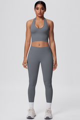 Women's Seamless Halter Tank Sport Leggings Two-Piece Set