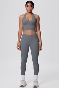 Women's Seamless Halter Tank Sport Leggings Two-Piece Set