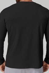 Men's Summer Crew Neck Skin-Friendly Solid Long Sleeve Athletic Top