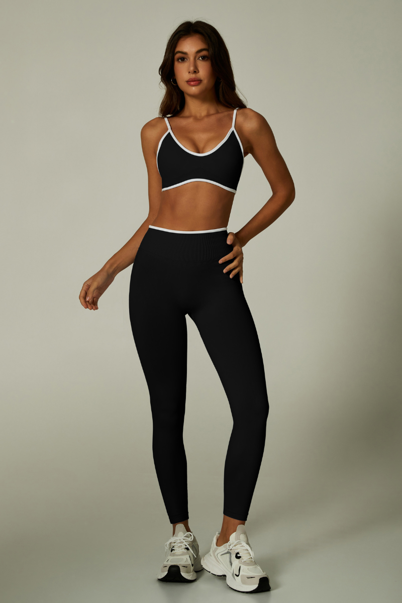 Women's Seamless Set:V-neck Bra And High Waist Leggings