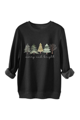 Women's Fall Christmas Tree Print Crew Neck Sweatshirt