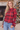 Women's Christmas Red Plaid Sheer Mesh Mock Neck Top