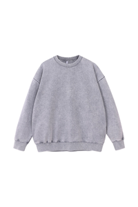 Unisex Fall Washed Vintage Drop Shoulder Relaxed Pullover