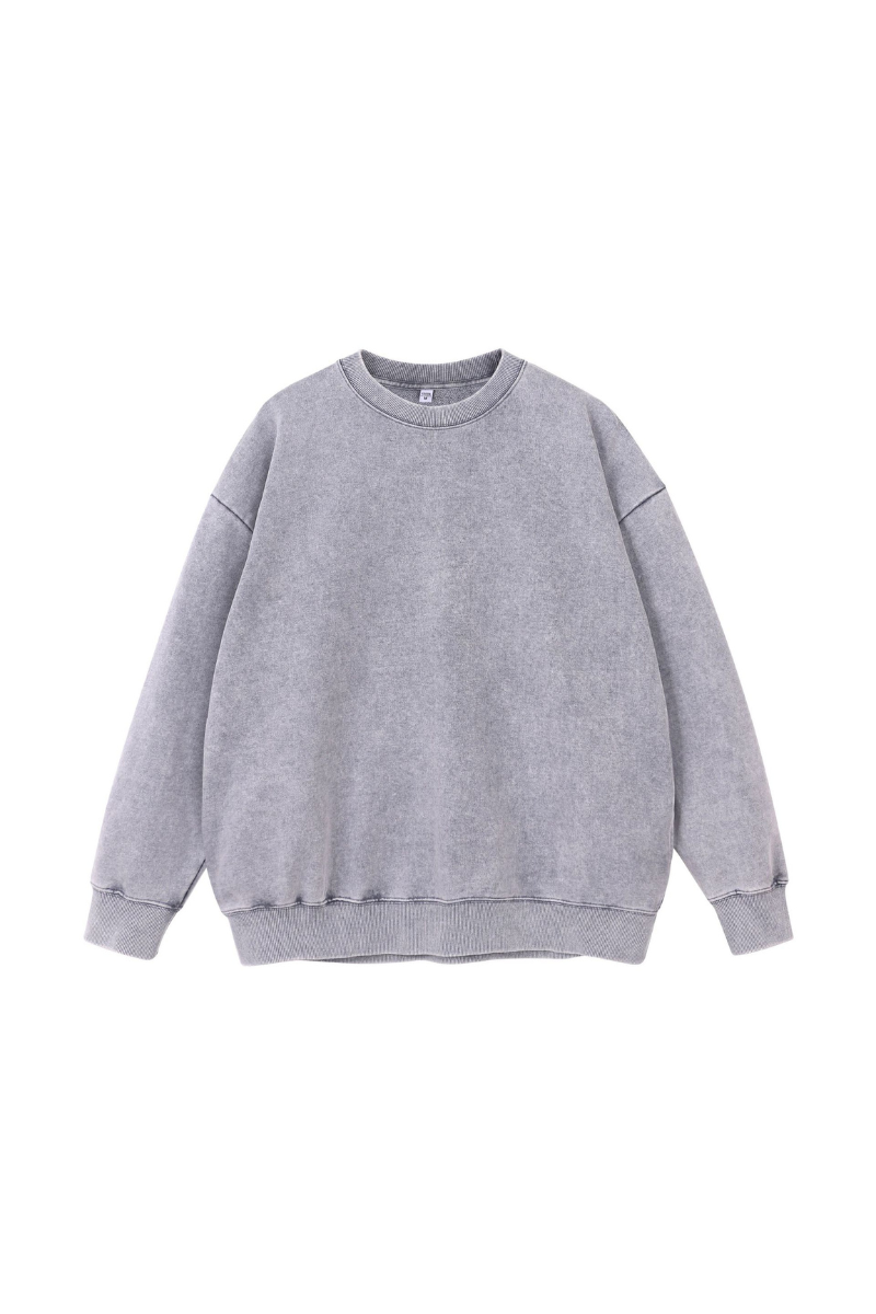 Unisex Fall Washed Vintage Drop Shoulder Relaxed Pullover