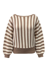 Women's Fall Cropped Color Block Striped Knit Sweater