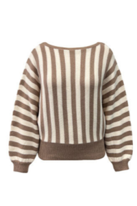 Women's Fall Cropped Color Block Striped Knit Sweater