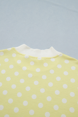 Women's Fall Mockneck Set:Polka Dot Sweatshirt And Shorts