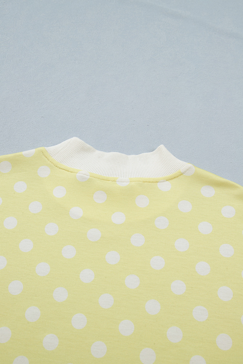 Women's Fall Mockneck Set:Polka Dot Sweatshirt And Shorts
