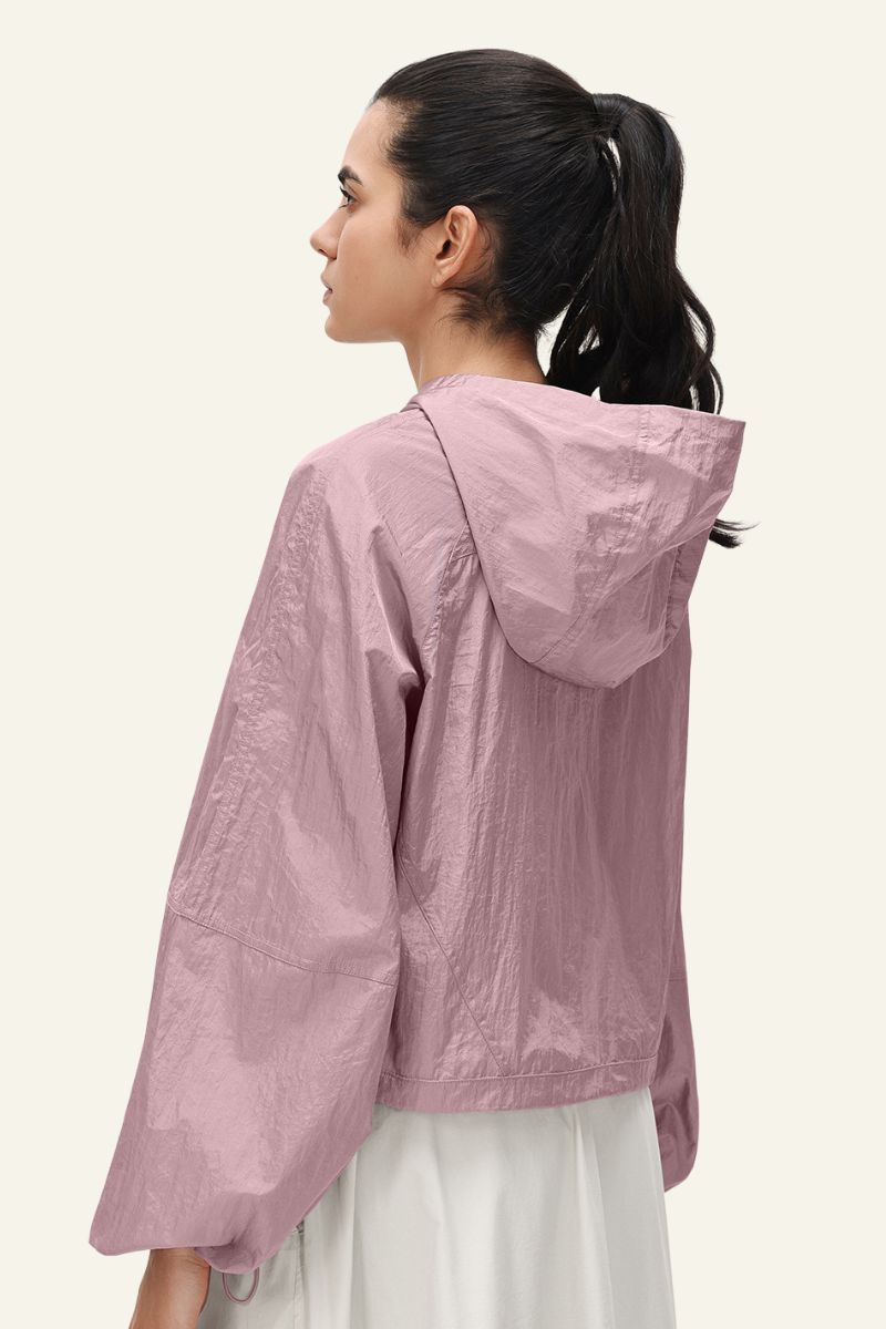 Women's Nylon Half-Zipper Athletic Hooded Sweatshirts