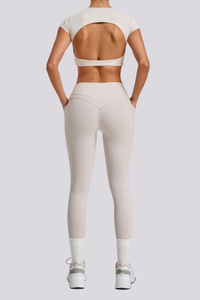 Women's Cut Out Cropped T-shirt And Leggings Yoga Sets