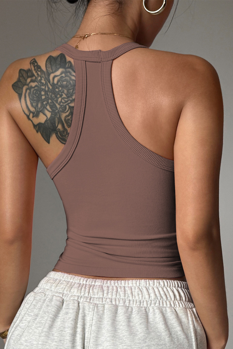 Women's Ribbed V Neck Racerback Slim Fit Tank Top