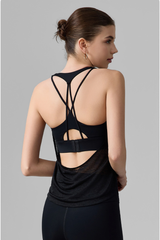 Women's Two-in-One Halterneck Cross Back Sports Tank Top