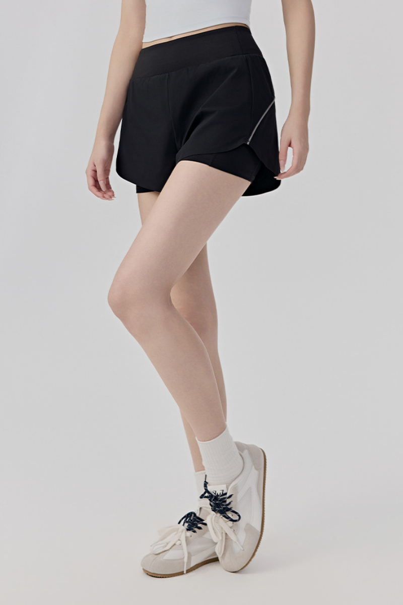 Women's Summer Faux Two-Piece Built-in Liner Athletic Shorts
