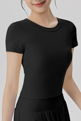 Women's Summer Tie Back Solid Slim Fit Sports T-shirt