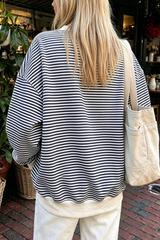 Women's Fall Southern Style Soft Striped Mock Neck Sweatshirt