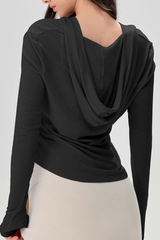 Women's Spring Loose Fit Lightweight V-neck Sheer Hoodie