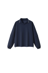 Men's Fall V-Neck Polo Collar Detachable-Sleeve Sweatshirt