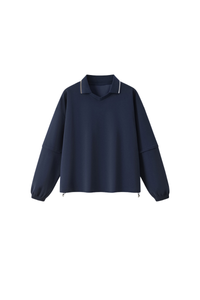 Men's Fall V-Neck Polo Collar Detachable-Sleeve Sweatshirt