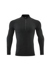 Men's Half Zip Mock Neck Finger Cuffs Long Sleeve Sports Top