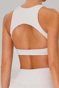 Women's Sports Naked Feel Cutout Back Solid Yoga Bra