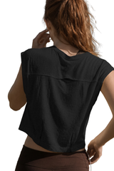 Women's Soft Sleeveless Cropped Crew Neck Tank Top