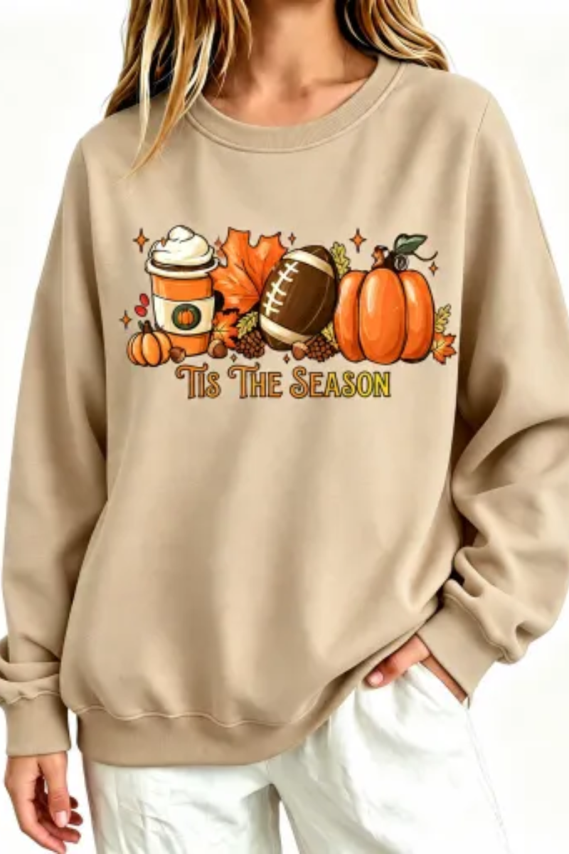 Women’s Fall Football Pumpkin Graphic Halloween Sweatshirt