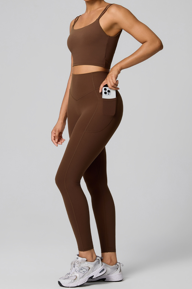 Women's Women's Double Strap Twist Back Bra And Leggings