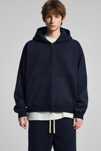 Terry cloth-lined, fuzzy-zipper sweatshirt