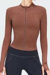 Women's Athletic Stand Collar Full Zipper Slim Jacket