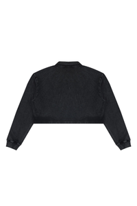 Women's  Fall 100% Cotton Collared V-Neck Crop Sweatshirt