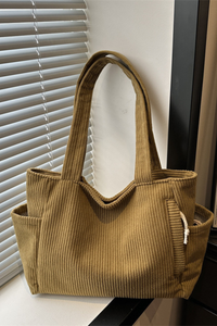 Women's Streetwear Corduroy Large-Capacity Tote Bag