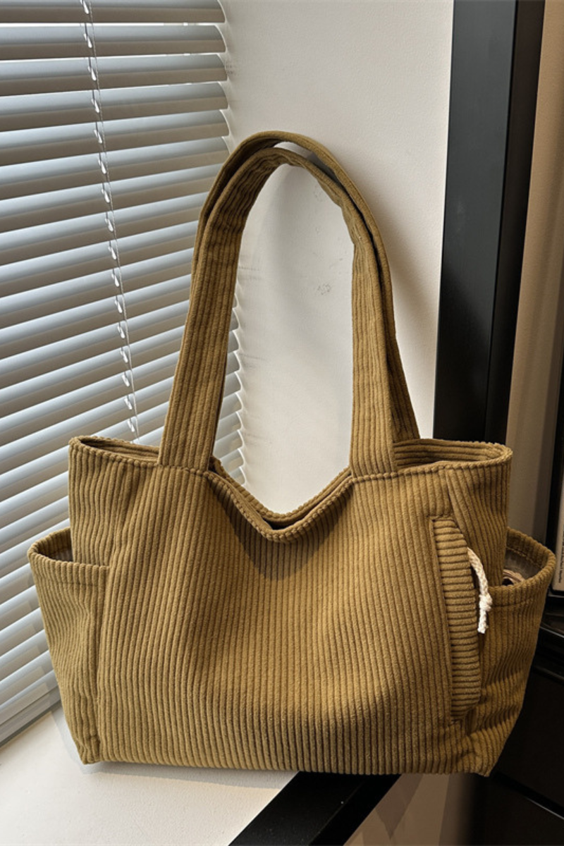Women's Streetwear Corduroy Large-Capacity Tote Bag