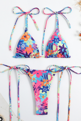 Women's Daisy Print Halter High Waist Tie Bikini Set - 2pcs