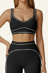 Women's  Color-blocked backless form-fitting sports bra.
