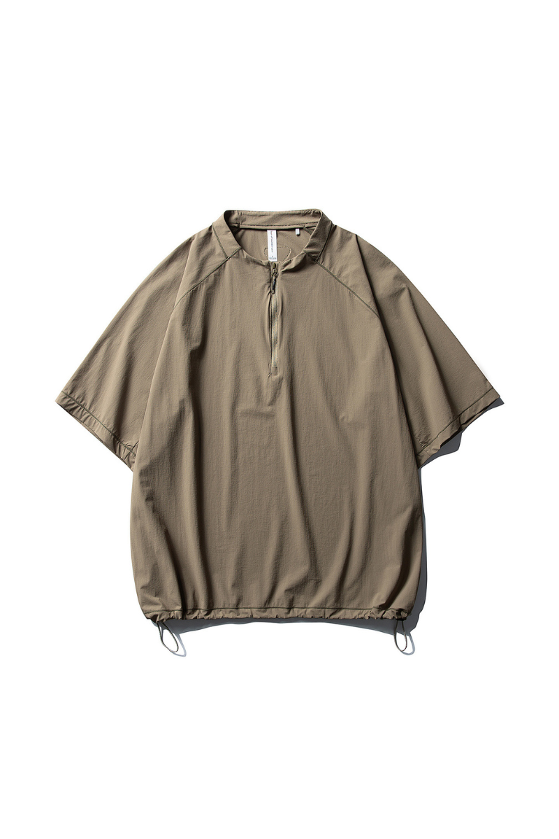 Unisex Lightweight Half Zip Stand Collar Quick Dry T-shirt