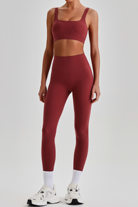 Women's Wide Strap U-neck Bra & High Waist Yoga Leggings Set