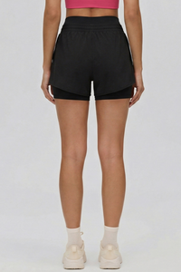 Women's Summer Cooling Faux Two-Piece Drawstring Sports Shorts