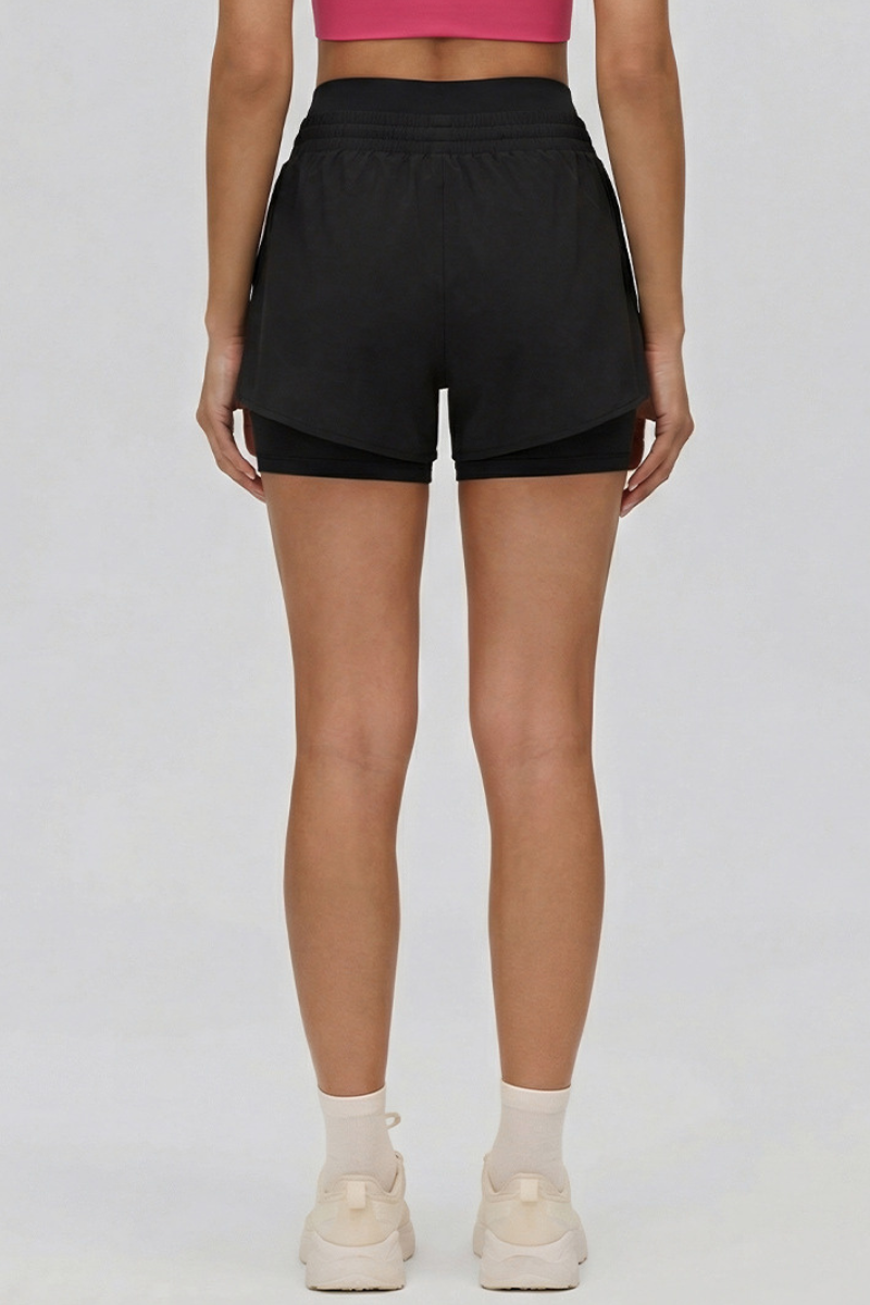 Women's Summer Cooling Faux Two-Piece Drawstring Sports Shorts