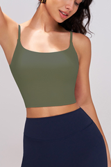 Women's Athletic Cross-back U-neck Solid Tank Top