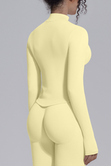 Women's Half Zip Stand Collar Long Sleeve Fitness Jacket