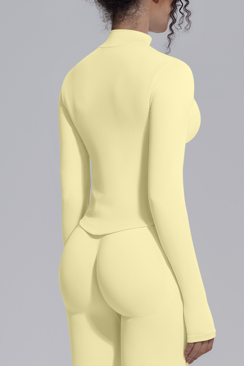 Women's Half Zip Stand Collar Long Sleeve Fitness Jacket
