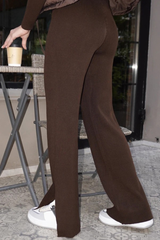 Fitted knit sweater and pants set