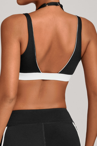 Women's Athletic Color-Block Double Shoulder Straps Yoga Bra
