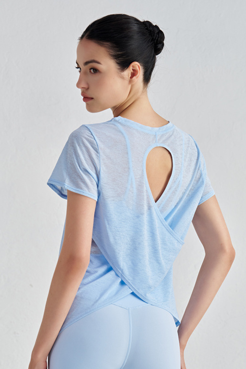 Women's Cut Out Lightweight Breathable Sports Yoga T-shirt