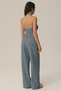 Women Vintage Striped Set: Halter Tank Top & Casual Pants
