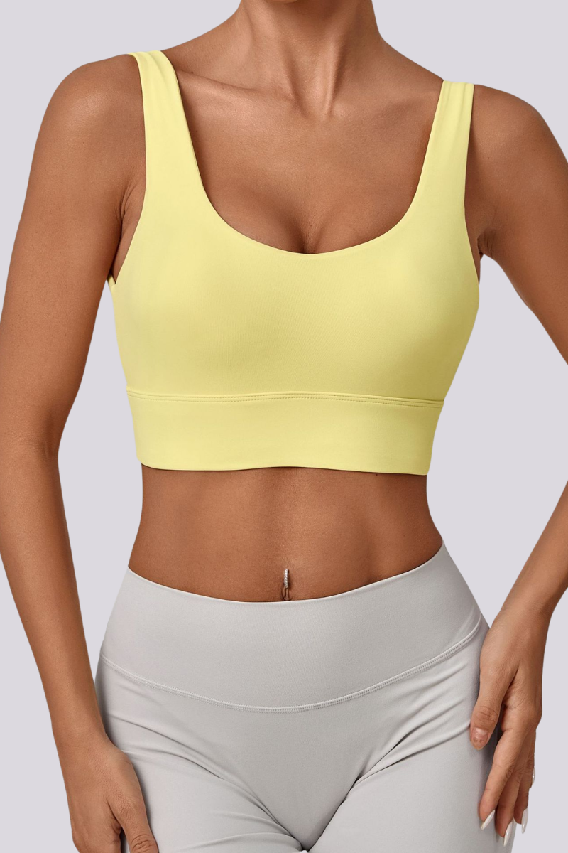 Women's U-neck Wide Straps Backless Sports Yoga Bra
