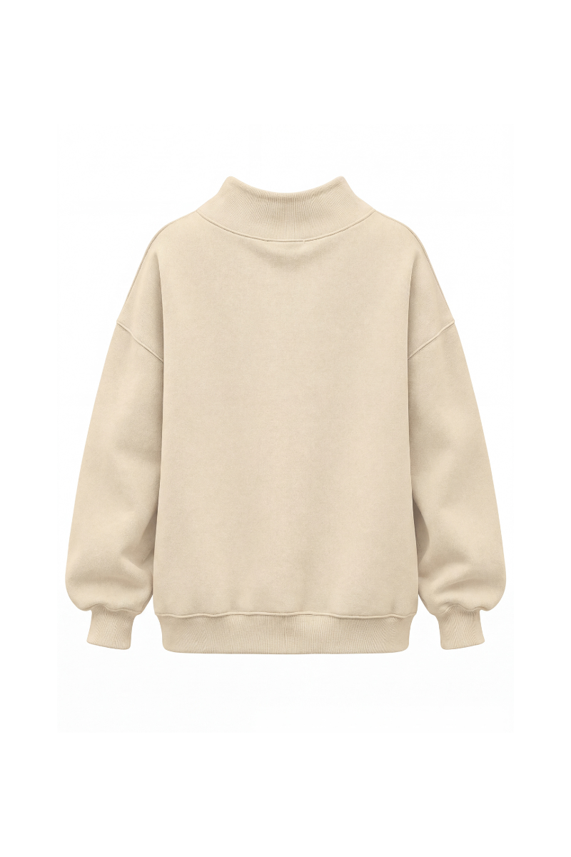 Women's Fall Solid Side-Slit Neckline Mock Neck Sweatshirt
