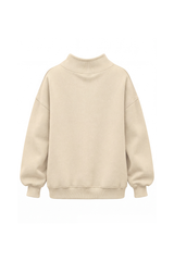 Women's Fall Solid Side-Slit Neckline Mock Neck Sweatshirt