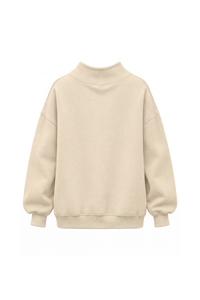 Women's Fall Solid Side-Slit Neckline Mock Neck Sweatshirt