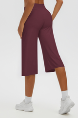 Women's Brushed Mid Waist Wide Leg Capri Yoga Pants